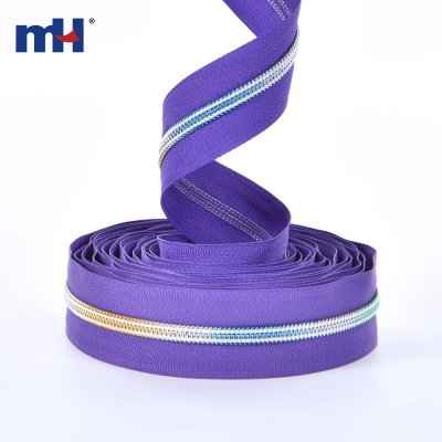 #5 Nylon Long Chain Zipper with Colored Teeth